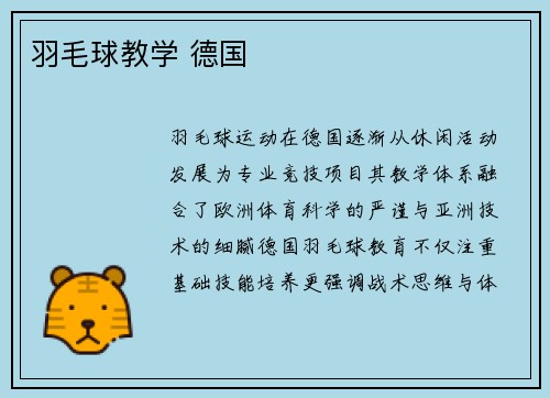 羽毛球教学 德国