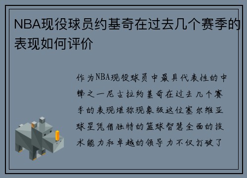 NBA现役球员约基奇在过去几个赛季的表现如何评价